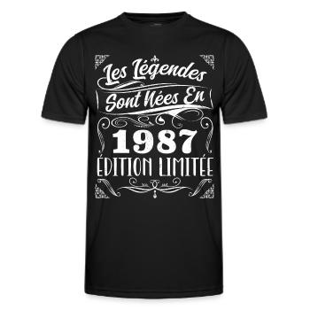 Les Légendes Sont Nés En 1987 | Cadeau - T-shirt sport Homme - noir - Devant - AI Model Male 178 dark (178cm)