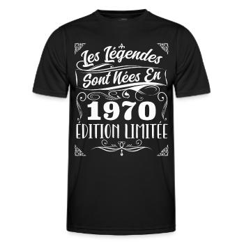 Les Légendes Sont Nés En 1970 | Cadeau - T-shirt sport Homme - noir - Devant - AI Model Male 178 dark (178cm)