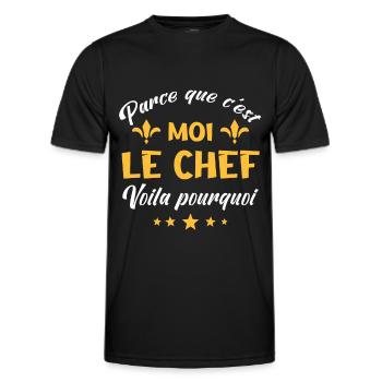 parce que c'est moi le chef - T-shirt sport Homme - noir - Devant - AI Model Male 178 dark (178cm)