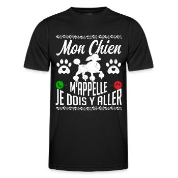 Mon CHIEN m'appelle pour cadeau - T-shirt sport Homme - noir - Devant - AI Model Male 178 dark (178cm)