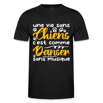 une vie sans chien c'est comme danser sans musique - T-shirt sport Homme - noir - Devant - AI Model Male 178 dark (178cm)