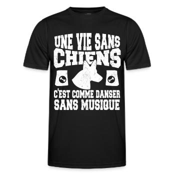 une vie sans chien c'est comme danser sans musique - T-shirt sport Homme - noir - Devant - AI Model Male 178 dark (178cm)