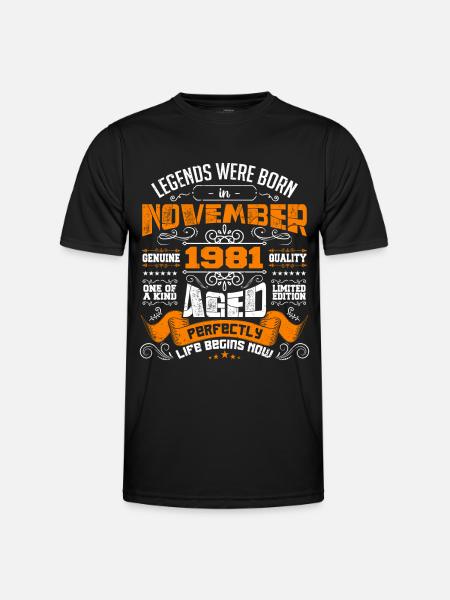 Legends were born anniversaire en november 1981 - T-shirt sport Homme - noir