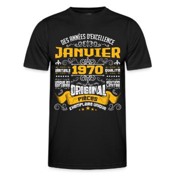 JANVIER 1970 | ORIGINAL PIÈCES - T-shirt sport Homme - noir - Devant - AI Model Male 178 dark (178cm)