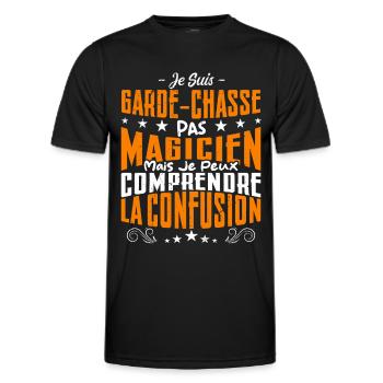 Je Suis Garde-Chasse Pas Magicien - T-shirt sport Homme - noir - Devant - AI Model Male 178 dark (178cm)