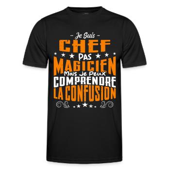 Je Suis Chef Pas Magicien - T-shirt sport Homme - noir - Devant - AI Model Male 178 dark (178cm)