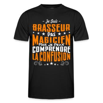 Je Suis Brasseur Pas Magicien - T-shirt sport Homme - noir - Devant - AI Model Male 178 dark (178cm)