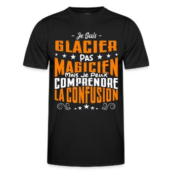 Je Suis Glacier Pas Magicien - T-shirt sport Homme - noir - Devant - AI Model Male 178 dark (178cm)