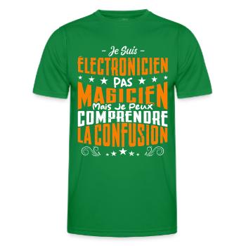 Je Suis électronicien Pas Magicien - T-shirt sport Homme - vert - Devant - AI Model Male 178 dark (178cm)