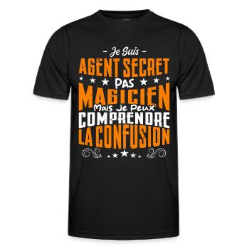 Je Suis Agent Secret Pas Magicien - T-shirt sport Homme - noir - Devant - AI Model Male 178 dark (178cm)