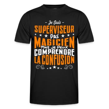 Je Suis Superviseur Pas Magicien - T-shirt sport Homme - noir - Devant - AI Model Male 178 dark (178cm)