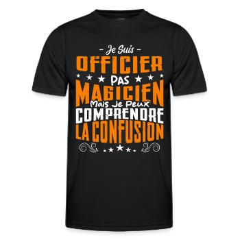 Je Suis Officier Pas Magicien - T-shirt sport Homme - noir - Devant - AI Model Male 178 dark (178cm)