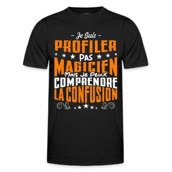 Je Suis Profiler Pas Magicien - T-shirt sport Homme - noir - Devant - AI Model Male 178 dark (178cm)