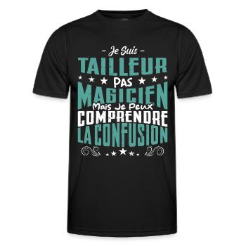 Je Suis Tailleur Pas Magicien - T-shirt sport Homme - noir - Devant - AI Model Male 178 dark (178cm)