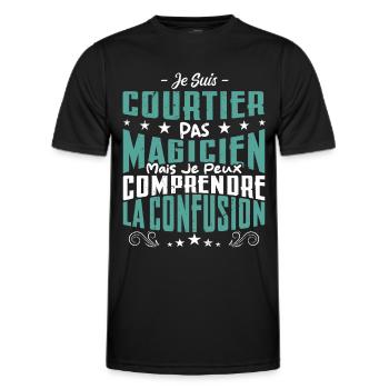 Je Suis Courtier Pas Magicien - T-shirt sport Homme - noir - Devant - AI Model Male 178 dark (178cm)