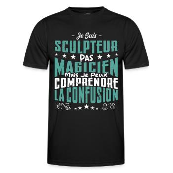 Je Suis Sculpteur Pas Magicien - T-shirt sport Homme - noir - Devant - AI Model Male 178 dark (178cm)