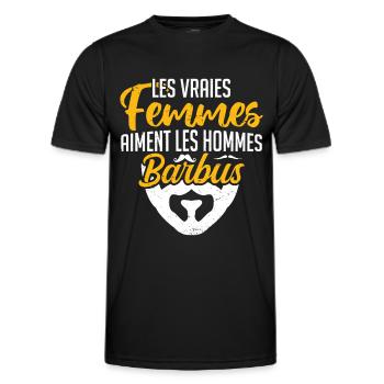 les vrais femmes aiment les hommes barbus - T-shirt sport Homme - noir - Devant - AI Model Male 178 dark (178cm)