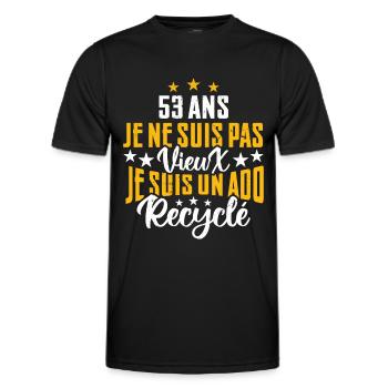 53 ans | Cadeau d'anniversaire | fête des pères - T-shirt sport Homme - noir - Devant - AI Model Male 178 dark (178cm)