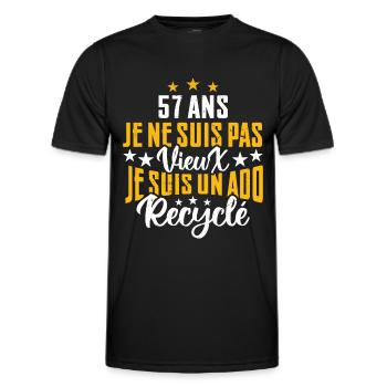 57 ans | Cadeau d'anniversaire | fête des pères - T-shirt sport Homme - noir - Devant - AI Model Male 178 dark (178cm)