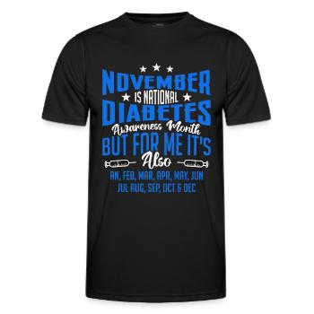 November ist National Diabetes Bewusstseinsmonat - Männer Funktions-T-Shirt - Schwarz - Vorne - AI Model Male 178 dark (178cm)