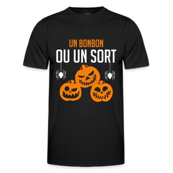 Un bonbon ou un sort - T-shirt sport Homme - noir - Devant - AI Model Male 178 dark (178cm)