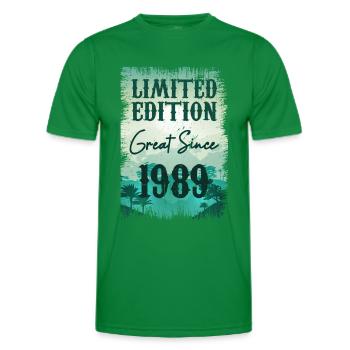 Einzigartig seit 1989 - Männer Funktions-T-Shirt - Kelly Green - Vorne - AI Model Male 178 dark (178cm)