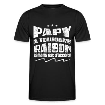 Papy A toujours Raison Si mamy est d'accord ! - T-shirt sport Homme - noir - Devant - AI Model Male 178 dark (178cm)