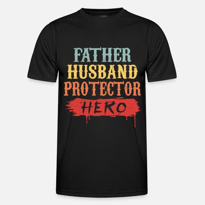Vater Ehemann Beschützer Held | Geschenk - Männer Funktions-T-Shirt - Schwarz