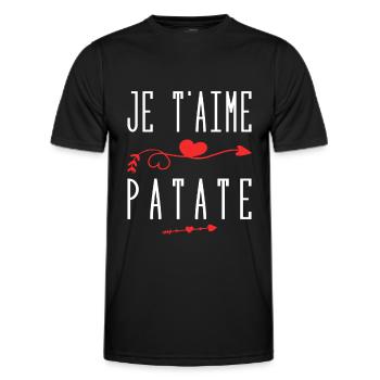 Je t'aime patate - T-shirt sport Homme - noir - Devant - AI Model Male 178 dark (178cm)