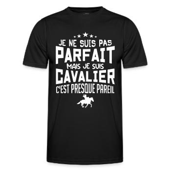 je ne suis pas parfait mais je suis cavalier - T-shirt sport Homme - noir - Devant - AI Model Male 178 dark (178cm)