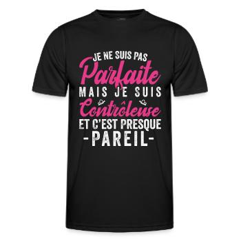 Je Ne Suis Pas Parfaite Mais Je Suis contrôleuse - T-shirt sport Homme - noir - Devant - AI Model Male 178 dark (178cm)