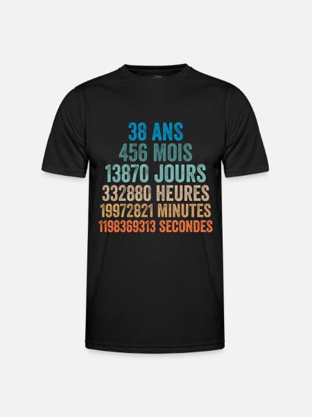 38 Ans Anniversaire - cadeau d'anniversaire - T-shirt sport Homme - noir