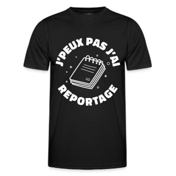 J'peux pas j'ai reportage | journaliste cadeau - T-shirt sport Homme - noir - Devant - AI Model Male 178 dark (178cm)