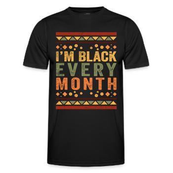 Ich bin jeden Monat schwarz - Männer Funktions-T-Shirt - Schwarz - Vorne - AI Model Male 178 dark (178cm)