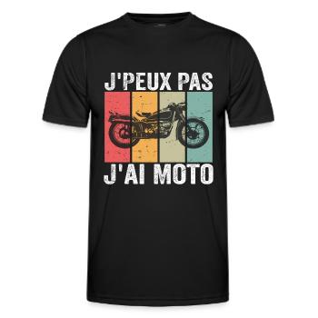 J'peux pas J'ai moto, Motard Cadeau - T-shirt sport Homme - noir - Devant - AI Model Male 178 dark (178cm)