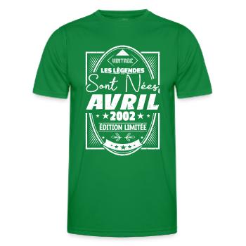 Avril 2002 - T-shirt sport Homme - vert - Devant - AI Model Male 178 dark (178cm)