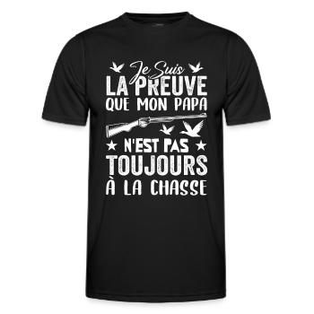 Preuve que papa n'est pas toujours à la chasse - T-shirt sport Homme - noir - Devant - AI Model Male 178 dark (178cm)