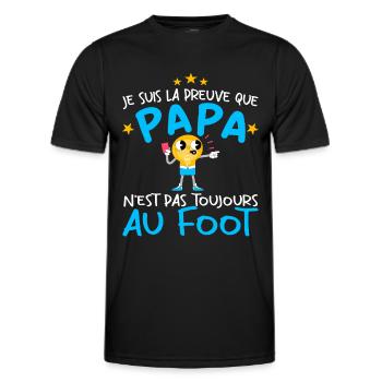 Preuve que papa n'est pas toujours au Foot - T-shirt sport Homme - noir - Devant - AI Model Male 178 dark (178cm)