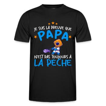 Papa Pêche Pêcheur Bébé Nourrisson Naissance - T-shirt sport Homme - noir - Devant - AI Model Male 178 dark (178cm)