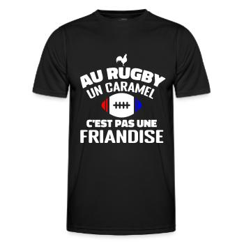 Au Rugby Un Caramel C'est Pas Une Friandise, rugby - T-shirt sport Homme - noir - Devant - AI Model Male 178 dark (178cm)