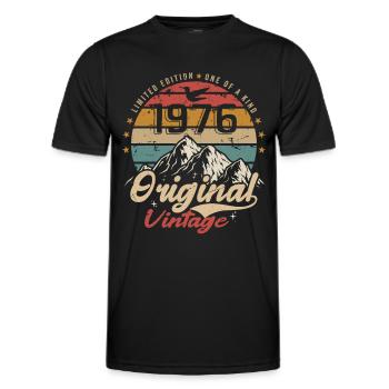 Original Vintage 1976 limitierte Auflage 1976 - Männer Funktions-T-Shirt - Schwarz - Vorne - AI Model Male 178 dark (178cm)