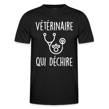 Vétérinaire Qui Déchire - T-shirt sport Homme - noir - Devant - AI Model Male 178 dark (178cm)