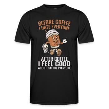 Vor dem Kaffee hasse ich jeden nach dem Kaffee - Männer Funktions-T-Shirt - Schwarz - Vorne - AI Model Male 178 dark (178cm)