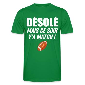 Désolé Mais Ce Soir Y'a Match - T-shirt sport Homme - vert - Devant - AI Model Male 178 dark (178cm)