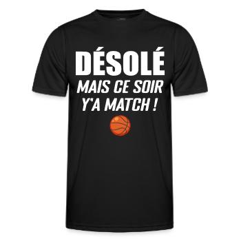 Désolé Mais Ce Soir Y'a Match - Basketball - T-shirt sport Homme - noir - Devant - AI Model Male 178 dark (178cm)