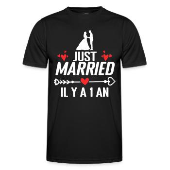 Baumwolle Hochzeitsgeschenk Hochzeitstag 1 Jahr - Männer Funktions-T-Shirt - Schwarz - Vorne - AI Model Male 178 dark (178cm)