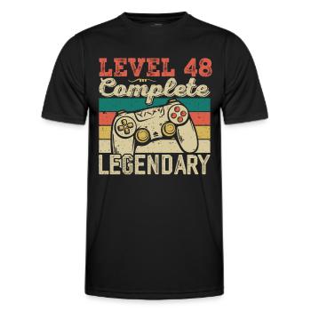 Stufe 48 abgeschlossen, 48 Geburtstagsgeschenk - Männer Funktions-T-Shirt - Schwarz - Vorne - AI Model Male 178 dark (178cm)