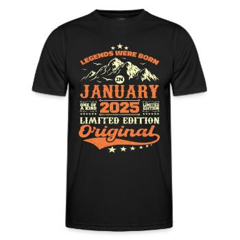 Legendär seit Januar 2025 Vintage Retro 2025 - Männer Funktions-T-Shirt - Schwarz - Vorne - AI Model Male 178 dark (178cm)