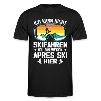 Jeg kan ikke stå på ski, jeg er på grund af afterski - Funktionsshirt til herrer - sort - Foran - AI Model Male 178 dark (178cm)