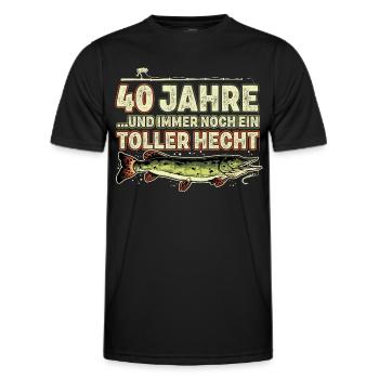 40 Jahre Geburtstag Angler Lustig Spruch Männer - Männer Funktions-T-Shirt - Schwarz - Vorne - AI Model Male 178 dark (178cm)